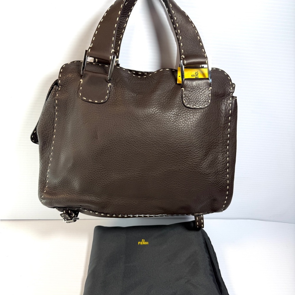 Fendi Dark Brown Selleria Leather with Silver Buckles. NWT